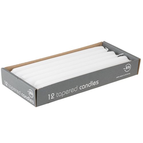 Product Tapered candles 250/23 candles white 12 pieces