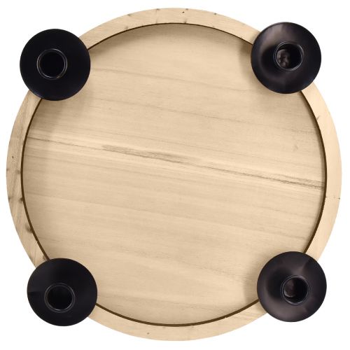 Product Candle holder with wooden tray – natural &amp; black, Ø 33 cm – timeless design for every table decoration