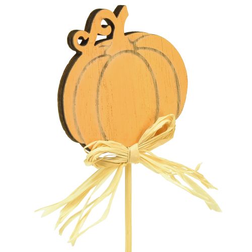 Product Flower stick wooden pumpkin decoration orange natural 6.5x7cm 12pcs