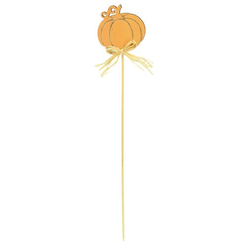 Product Flower stick wooden pumpkin decoration orange natural 6.5x7cm 12pcs