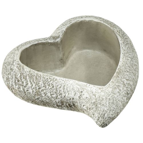 Cast stone heart plant bowl plant heart grey white 16×16×5cm