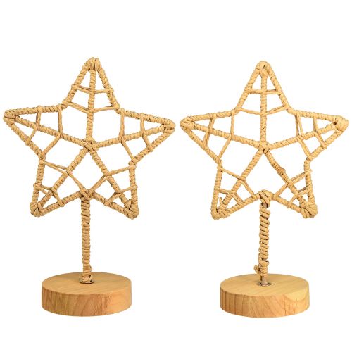 Product Star decoration metal wood stand natural fibre Ø15cm 2pcs