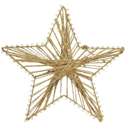 Star wrapped with jute Christmas decoration rustic 20cm 4 pieces