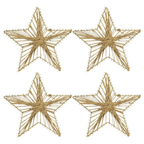 Product Star wrapped with jute Christmas decoration rustic 20cm 4 pieces