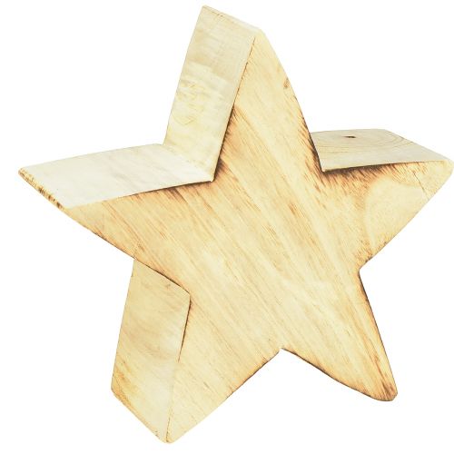 Rustic decorative wooden star – Natural wood look, 20x7 cm – Versatile room decoration