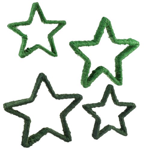 Star to stand Christmas decoration jute green 13/18cm 4pcs