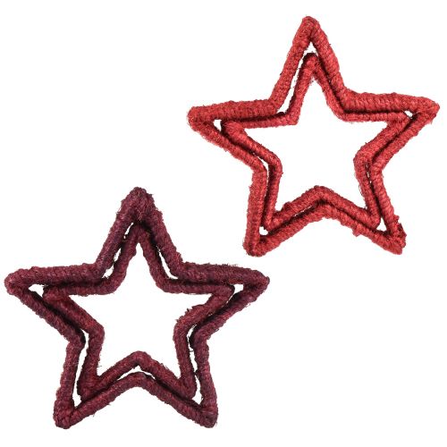 Product Star to stand Christmas decoration jute red 13/18cm 4pcs