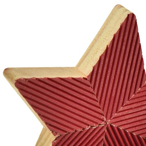 Product Stars Wooden Christmas Stars Fluted Red Natural 11cm 3 Pcs