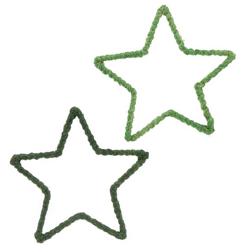 Stars jute for Christmas decoration Christmas stars green 15cm 8pcs