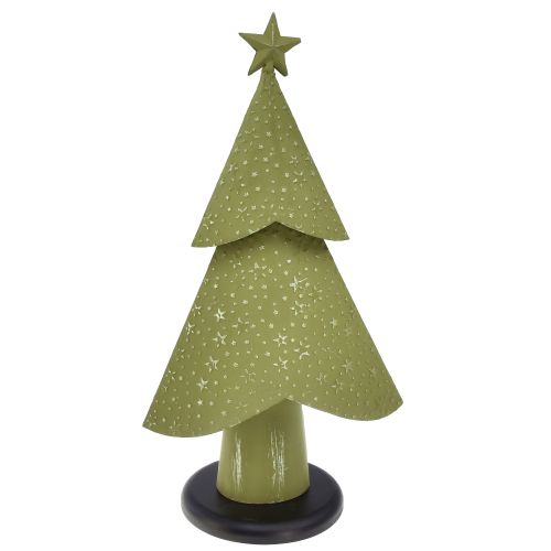 Christmas tree metal wood stars silver green H46,5cm
