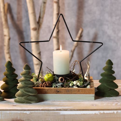 Product Christmas tree table decoration flocked firs green 16.5cm 4 pieces