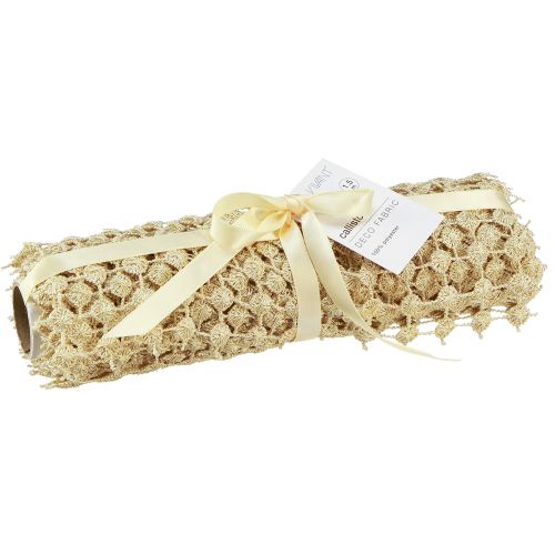 Product Table runner grid gold cream with glitter W19cm L1,5m