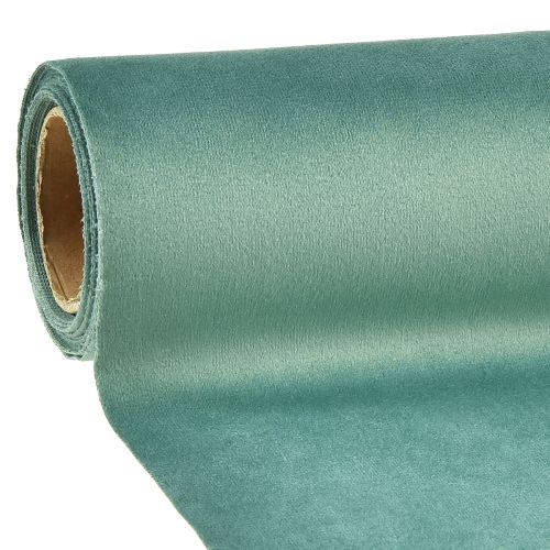 Floristik24 Velvet table runner green turquoise, decorative fabric 28×270cm - Elegant table runner for your festive decoration