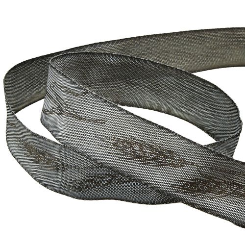 Product Mourning ribbon decorative ribbon silver black with ears of wheat W40mm L25m