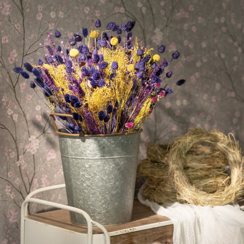 Product Planter with handles, metal vessel for planting, plant pot silver, brown Ø24cm H32.5cm