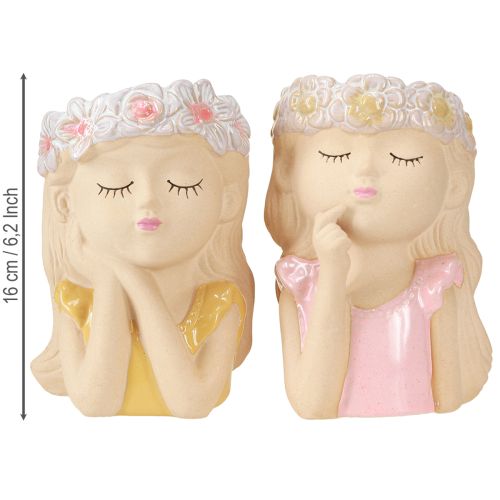 Product Decorative vase ceramic planter girl Ø7.5cm H16cm 2pcs