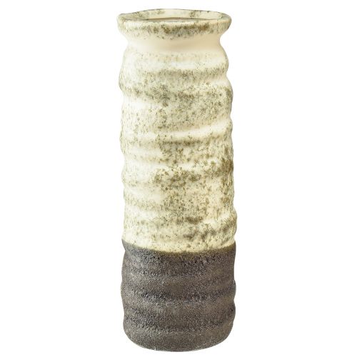 Vase ceramic decoration for dry floristry cream grey-green H34cm