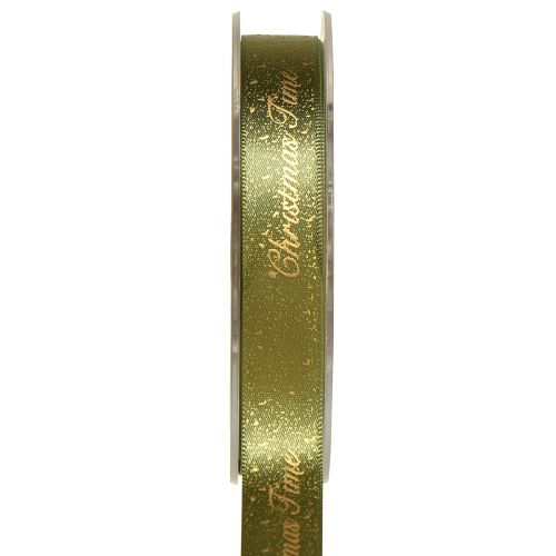 Christmas Ribbon Christmas Time Band Green Gold 15mm 20m