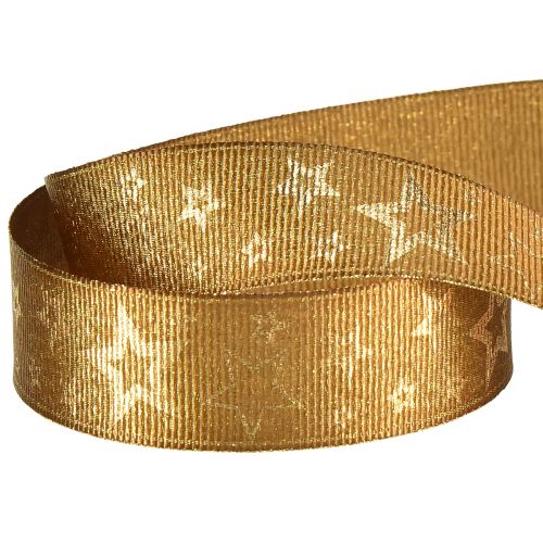 Product Christmas ribbon gold decorative ribbon with stars W25mm L15m