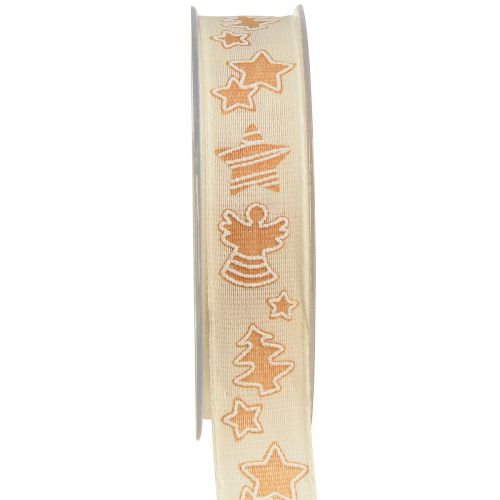 Christmas Ribbon Honey Cake Sustainable Gift Ribbon Cream 25mm 15m