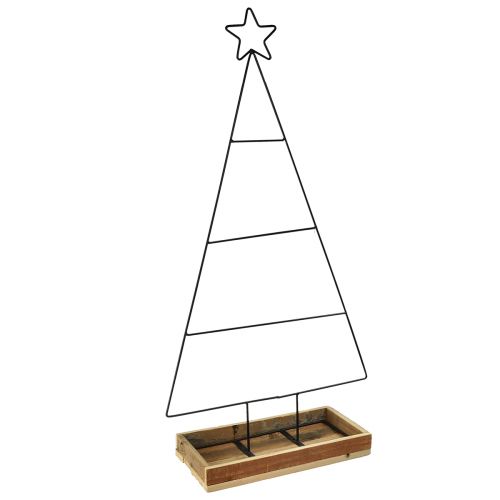 Metal Christmas tree with wooden decorative tray, 98.5cm - Modern Christmas decoration