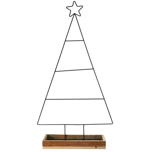 Product Metal Christmas tree with wooden decorative tray, 98.5cm - Modern Christmas decoration