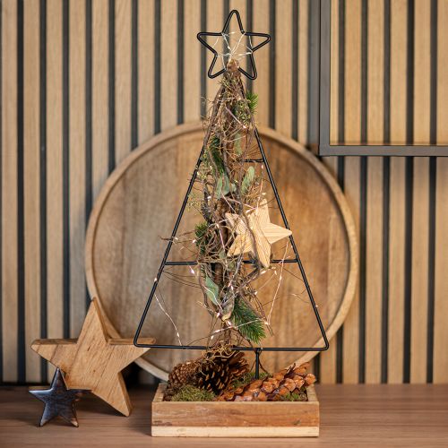 Product Metal Christmas tree with star and tray – 25x18x66 cm – Modern holiday decoration