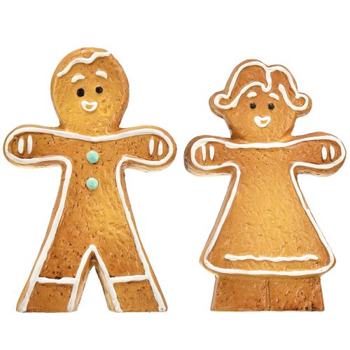 Christmas decoration gingerbread man and woman ceramic 16cm 2pcs