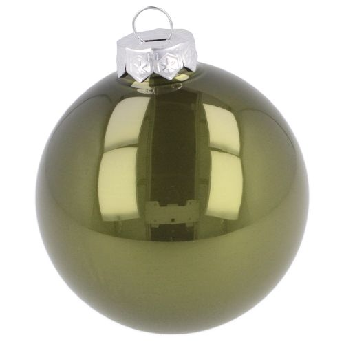 Product Christmas balls glass balls olive silver grey Ø7.5cm 12 pcs