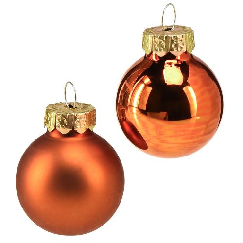 Christmas balls orange mini glass balls Ø2.5cm 22pcs