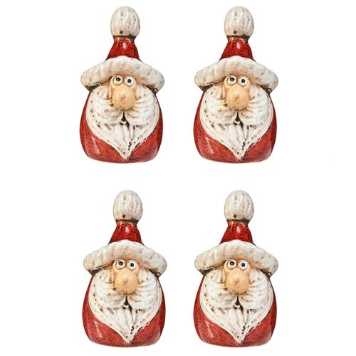 Product Cute ceramic Santa Claus figure, red and white, 10 cm – perfect Christmas decoration – 4 pieces