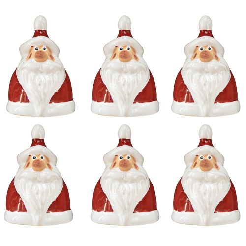 Product Ceramic Santa Claus figure, red and white, 6.4 cm – Festive Christmas decoration – 6 pieces