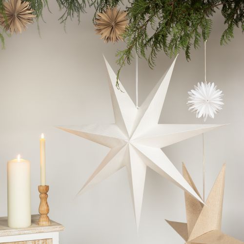Product White paper star, 60cm, set of 2, Christmas decoration, light-up star