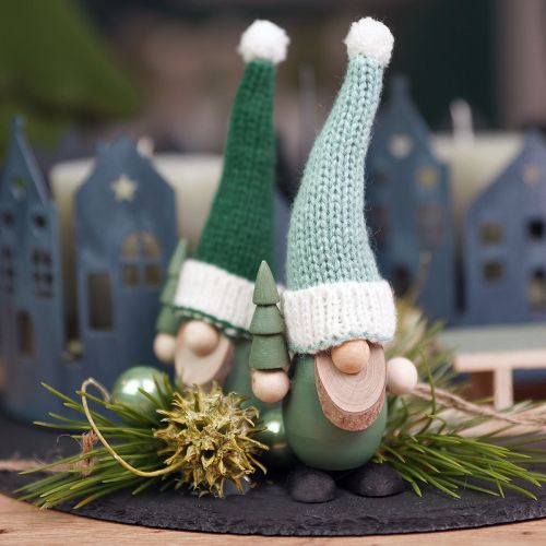 Floristik24 Christmas gnome decoration gnome wood green mint H14cm 6pcs
