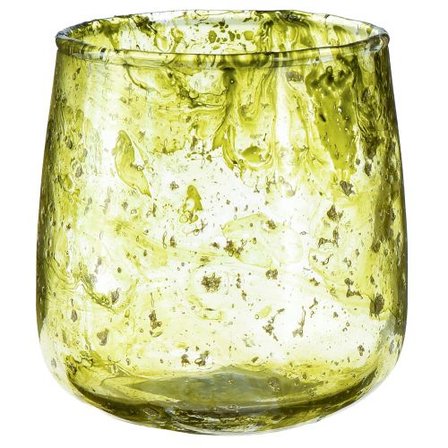Lantern glass decoration vintage yellow-green Ø9cm H9.5cm