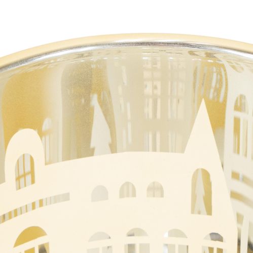 Product Lantern glass silver gold city silhouette H12.5cm 4 pcs