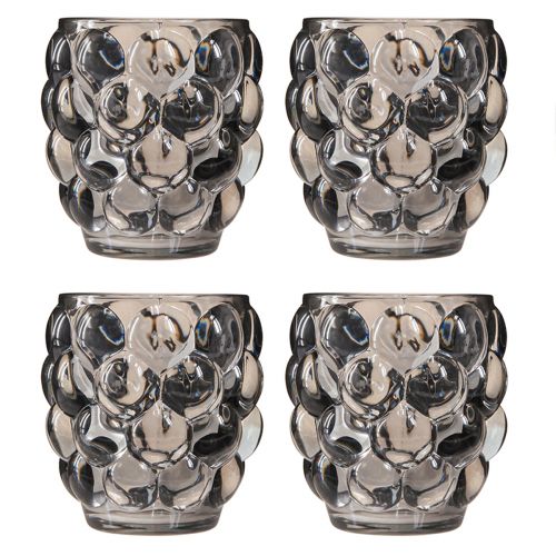 Product Lantern glass tealight holder grey tinted Ø9cm H9.5cm 4pcs