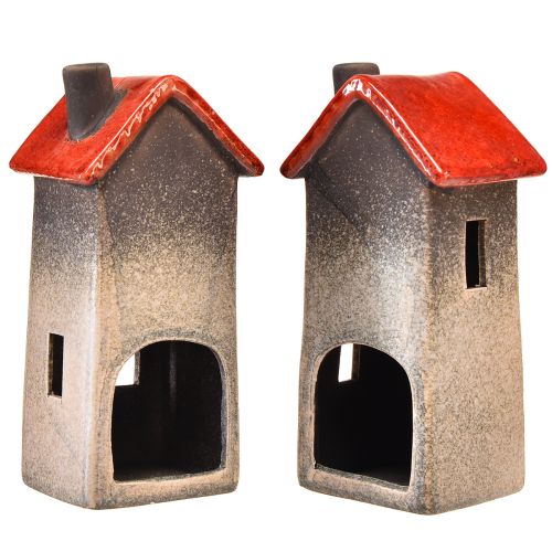 Product Ceramic house lantern with red roof and heart window – 17.5 cm 2pcs