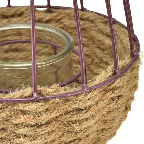 Product Lantern with handle and glass purple natural Ø18cm H22cm