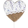 Floristik24 Flower pin heart lilac country style 7×0.5×7cm 12pcs