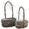 Floristik24 Plant basket with handle oval elm white 28/22cm set of 2