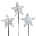 Floristik24 Birch stars on wire stars birch bark white 6cm 24 pcs