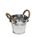 Floristik24 Metal bucket with rope handles shiny Ø12cm