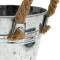 Floristik24 Metal bucket with rope handles shiny Ø12cm