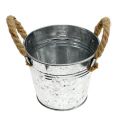 Floristik24 Metal bucket with rope handles shiny Ø12cm
