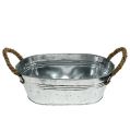 Floristik24 Tin bowl oval silver 30cm x 17cm x 10cm