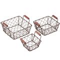 Floristik24 Wire basket plant basket metal wood 16/14/11.5cm set of 3