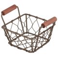 Floristik24 Wire basket plant basket metal wood 16/14/11.5cm set of 3