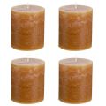 Floristik24 Solid coloured candles caramel pillar candles 70×80mm 4 pcs