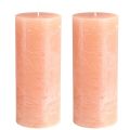 Floristik24 Solid coloured pillar candles in peach 85x200mm 2 pcs